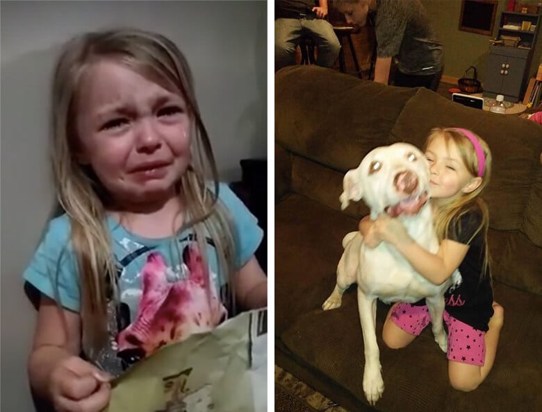 A heartfelt plea for help in finding a missing dog from a heartwarming picture of a little girl hugging her beloved canine companion.