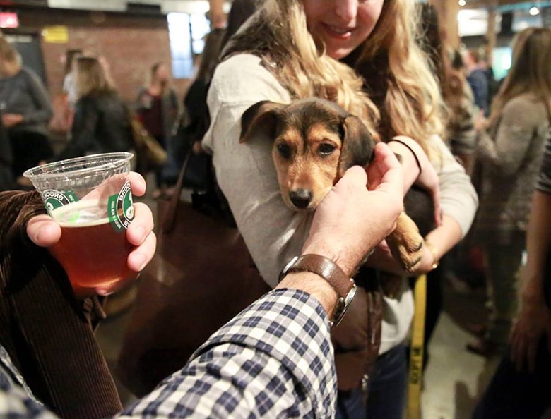 A Future Pup is being held by a man at a party attended by New Yorkers.