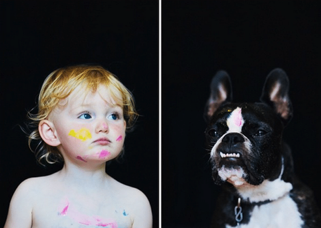 Little Girl and Frenchie Pose as Twins in Super Cute Photo Series