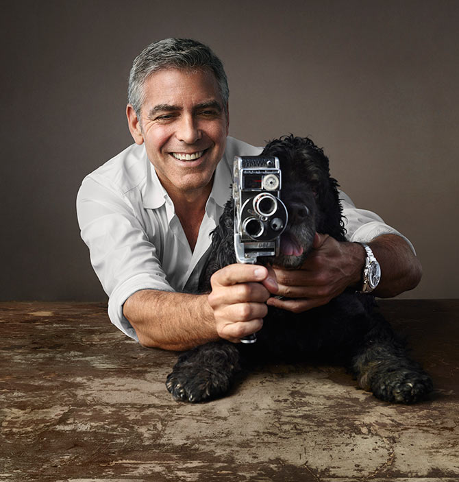 George Clooney with his dog Omega.