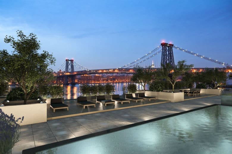 A Sunset Rooftop Party with a view of the Brooklyn Bridge.