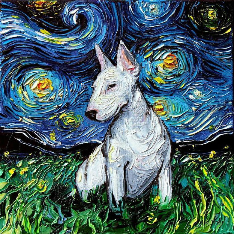 Bull terrier dog painting