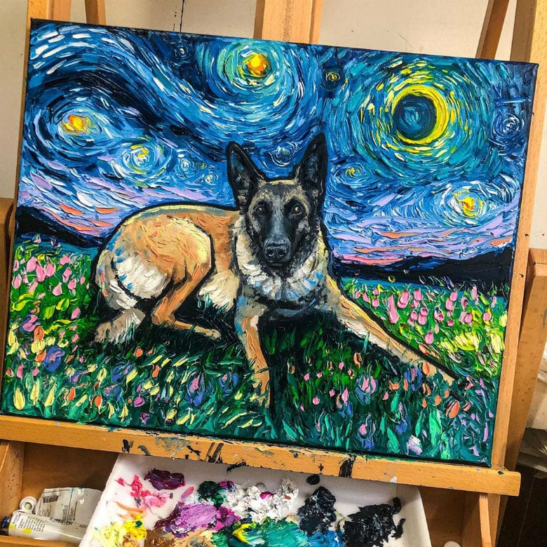 Malinois dog painting