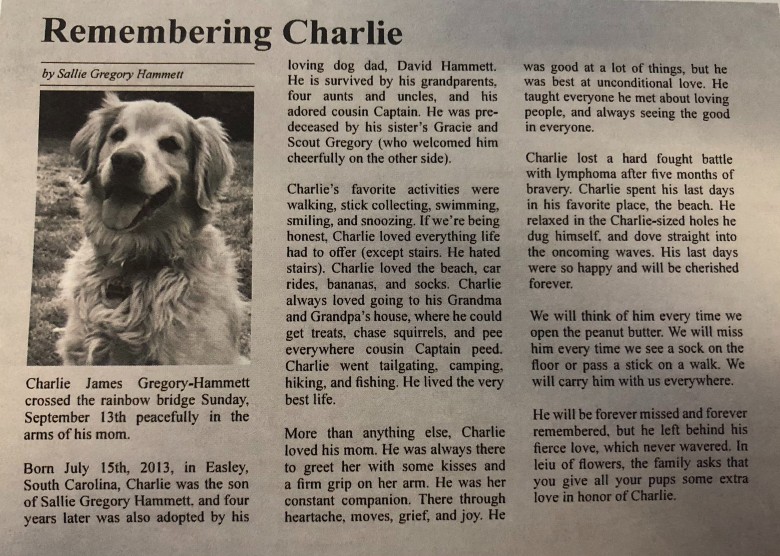 Woman Writes Obituary for Dog 1