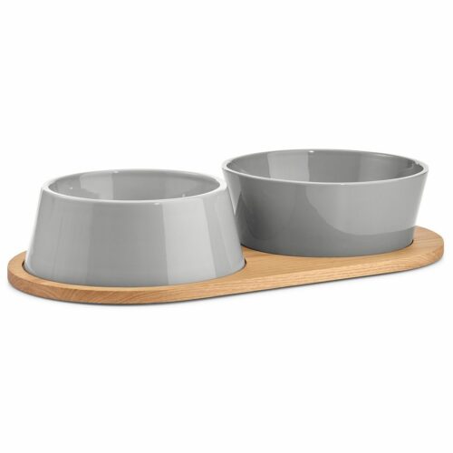 gray dog bowls