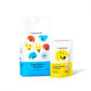 A bag of dog food supporting Asian-Founded Dog Businesses and a bag of dog food.