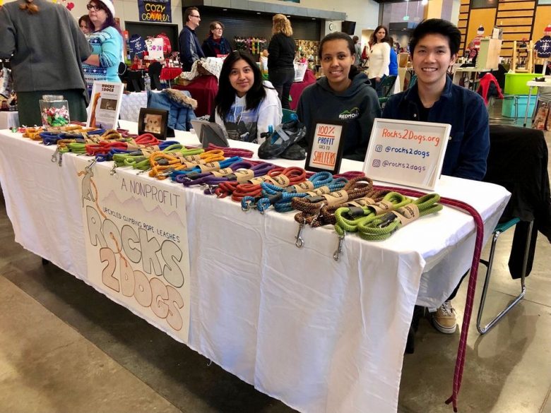 Alexander Tsao and friends selling Rock2Dogs leashes.  